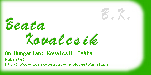 beata kovalcsik business card